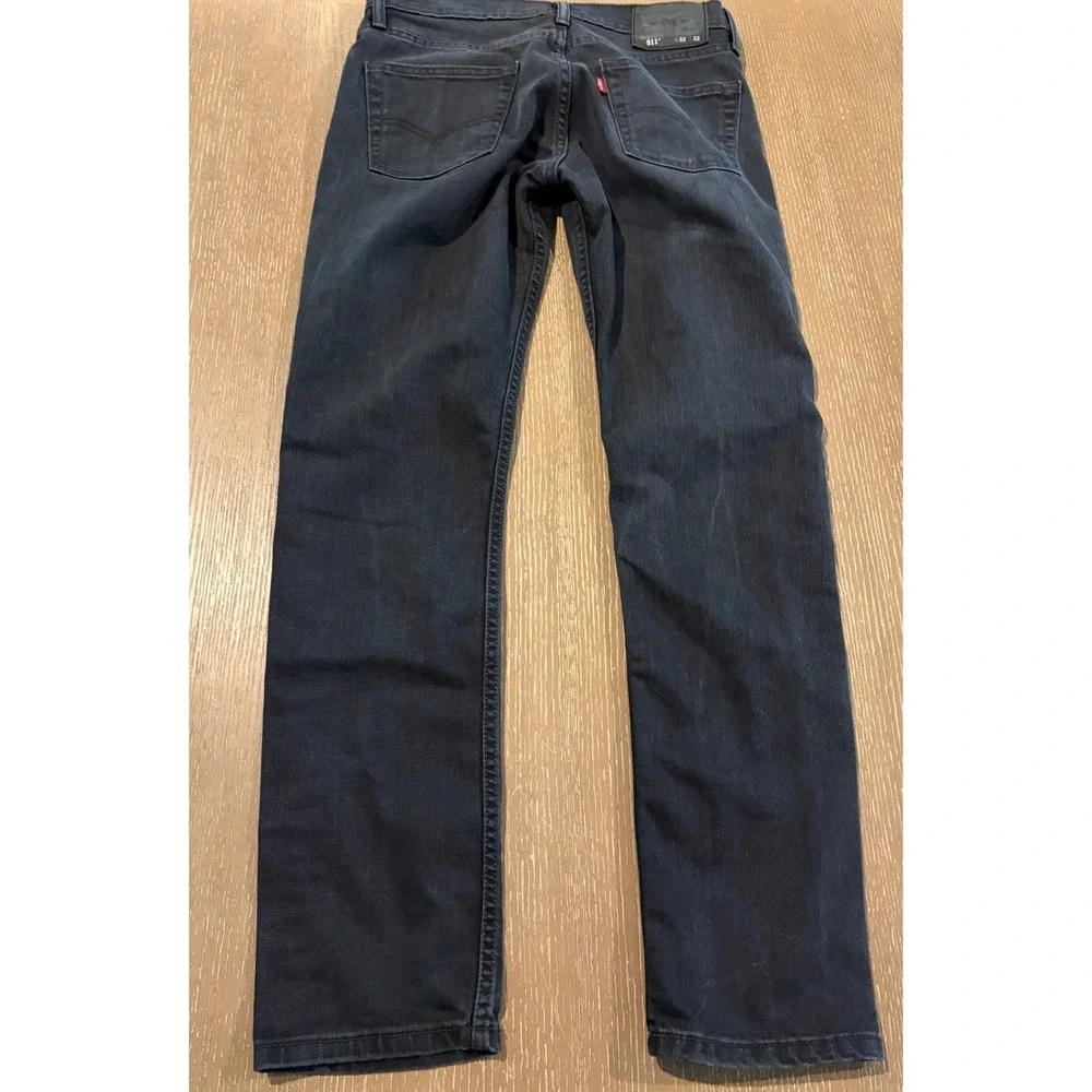 Levi's 511 Men's Slim Fit Jeans 32x32 Black Faded Wash Stretch Denim Pants